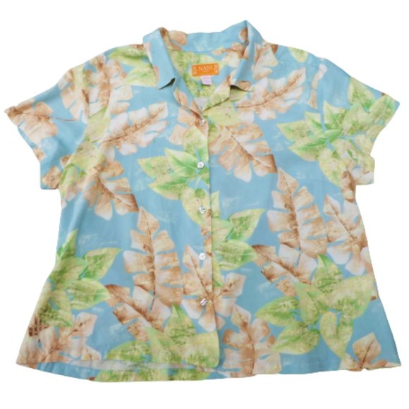 Vintage Nani Hawaii Tori Richard Tropical Blouse Mother of Pearl Buttons XL - Picture 4 of 7